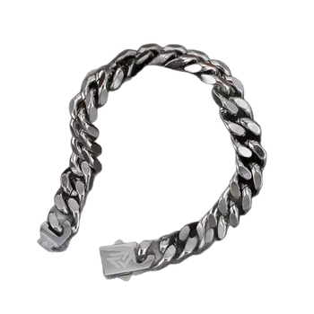 Roostevabast terasest kubaani kettkäevõru, unisex, geomeetriline kuju, elektroplaaditud, graveeritav logo