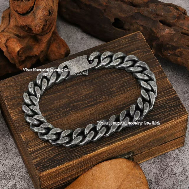 Nerezová oceľová kubánska reťazová náramok, unisex, geometrický tvar, elektroplátovaný, gravovateľné logo