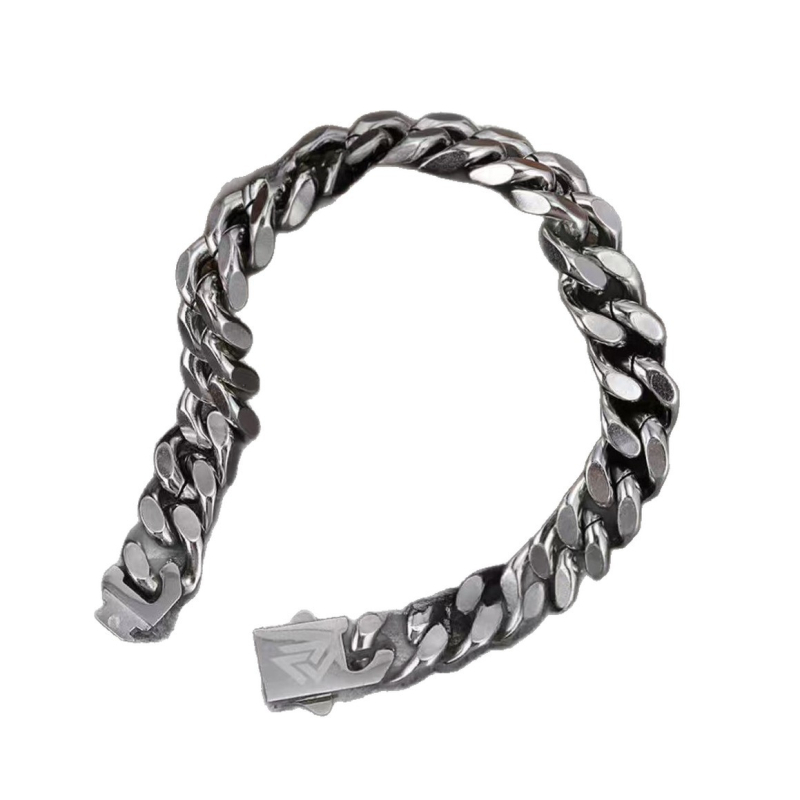 Roostevabast terasest kubaani kettkäevõru, unisex, geomeetriline kuju, elektroplaaditud, graveeritav logo