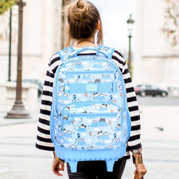 FTJCF PVC ratastel koolikott tüdrukutele, hingav ja ultra kerge, anime motiiv, komplektis: seljakott, lõunakott ja pliiatsikott