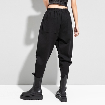 Naistele harém püksid fleece-voodiga, paks, keskmise kõrgusega vöökoht, 3D lõige.