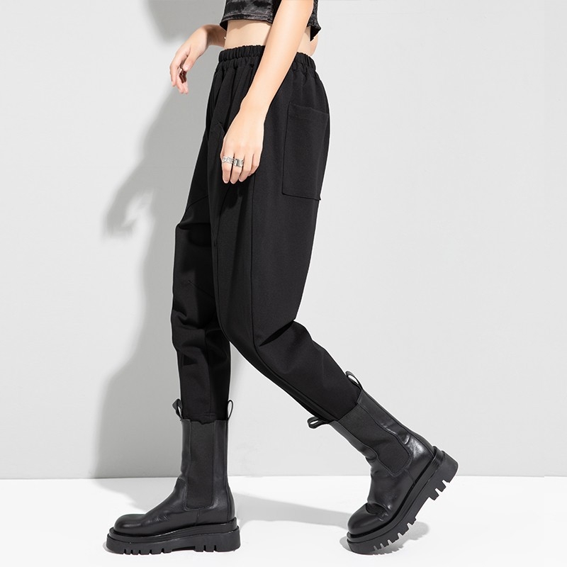 Naistele harém püksid fleece-voodiga, paks, keskmise kõrgusega vöökoht, 3D lõige.