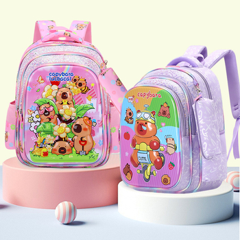 Laste kooli seljakott capybara mustriga, unisex, nailon, ülilihtne, õla rihmadel õhu-padi