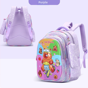 Laste kooli seljakott capybara mustriga, unisex, nailon, ülilihtne, õla rihmadel õhu-padi