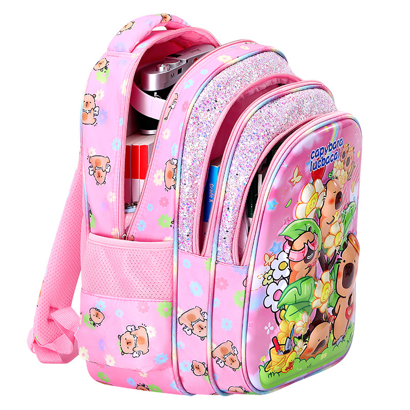 Laste kooli seljakott capybara mustriga, unisex, nailon, ülilihtne, õla rihmadel õhu-padi