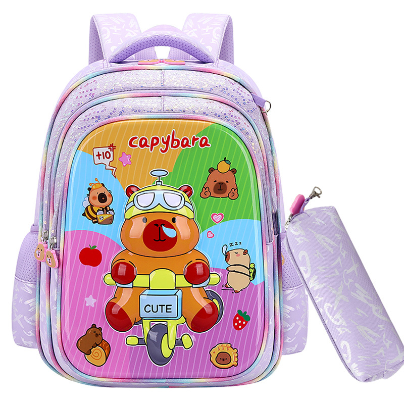 Laste kooli seljakott capybara mustriga, unisex, nailon, ülilihtne, õla rihmadel õhu-padi