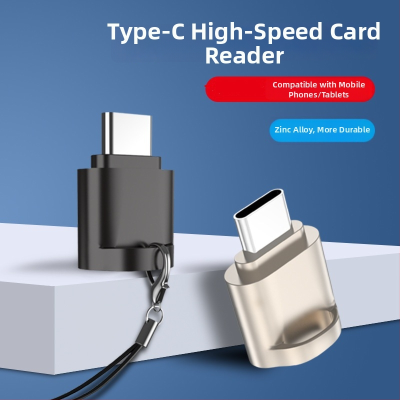 USB-C OTG TF mälukaardi lugeja mobiiltelefonide ja tahvelarvutite jaoks — USB 2.0, Type-C, TF tugi, väline paigaldus