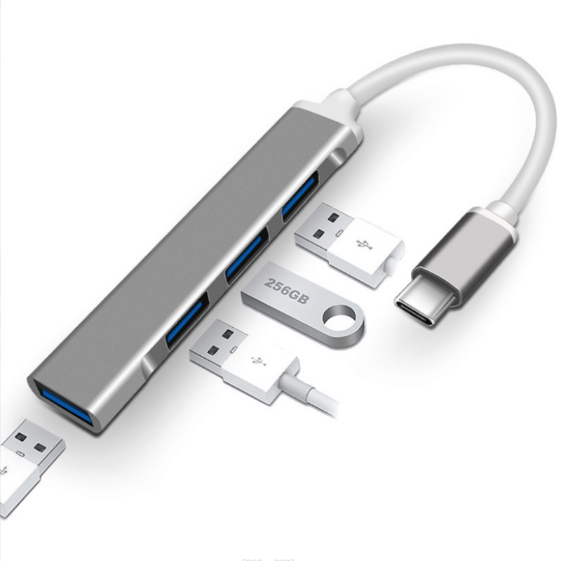 USB-C hub 1–4 portidega, USB 3.0, 5 Gbps andmeedastuskiirus, ilma väline toiteallikata