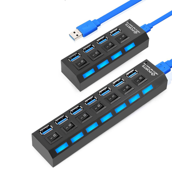 7-port USB 3.0 hub välise toiteallikaga, LED-indikaatoriga, 1000 Mbps, dokkimisseade 1–7