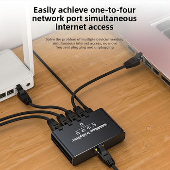 Gigabit Ethernet võrguseade, lüliti ja jagaja, väljundid 1–4 / 1–3 / 1–2, kiirus 1000 Mbps, mudel 1.2