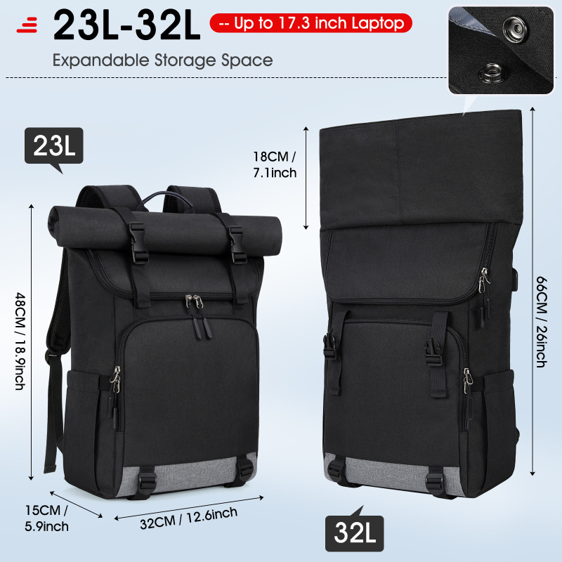 NEWHEY Unisex seljakott, 20–35L, Oxfordkangas, ühildu 16-tollise sülearvutiga, linnaline minimalistlik stiil, kumerad õlarihmad