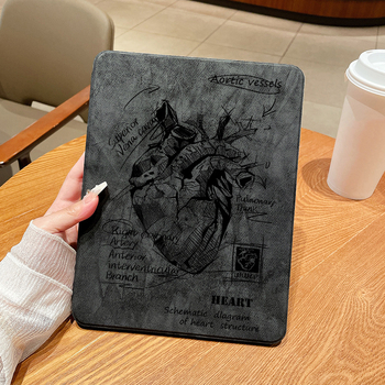 Minsheng 360° pöörlev iPad kaitseümbris pliiatsi hoidikuga, L muster, kohandatav, materjal kunstnahk + TPU, flip-top, retro stiil, unerežiimi funktsioon