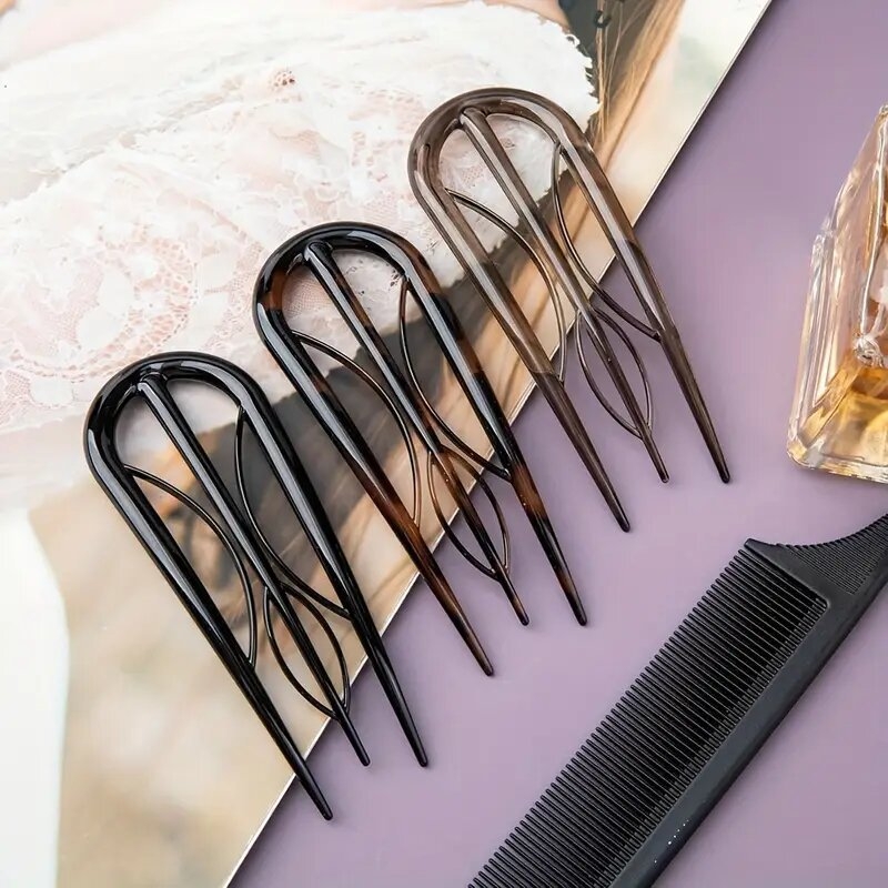 3 tk akrüline U-kujuline juuksehaak, retro stiilis naistele