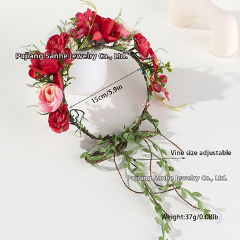 Käsitöö boheemne juuksekroon tekstiil-lilledega lastele