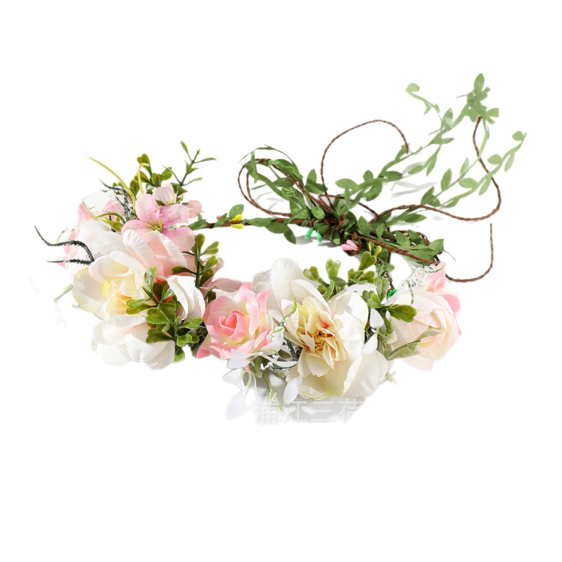 Käsitöö boheemne juuksekroon tekstiil-lilledega lastele