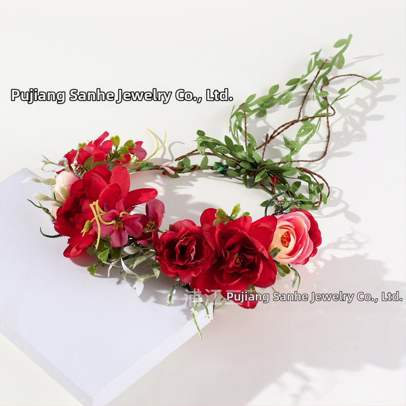 Käsitöö boheemne juuksekroon tekstiil-lilledega lastele