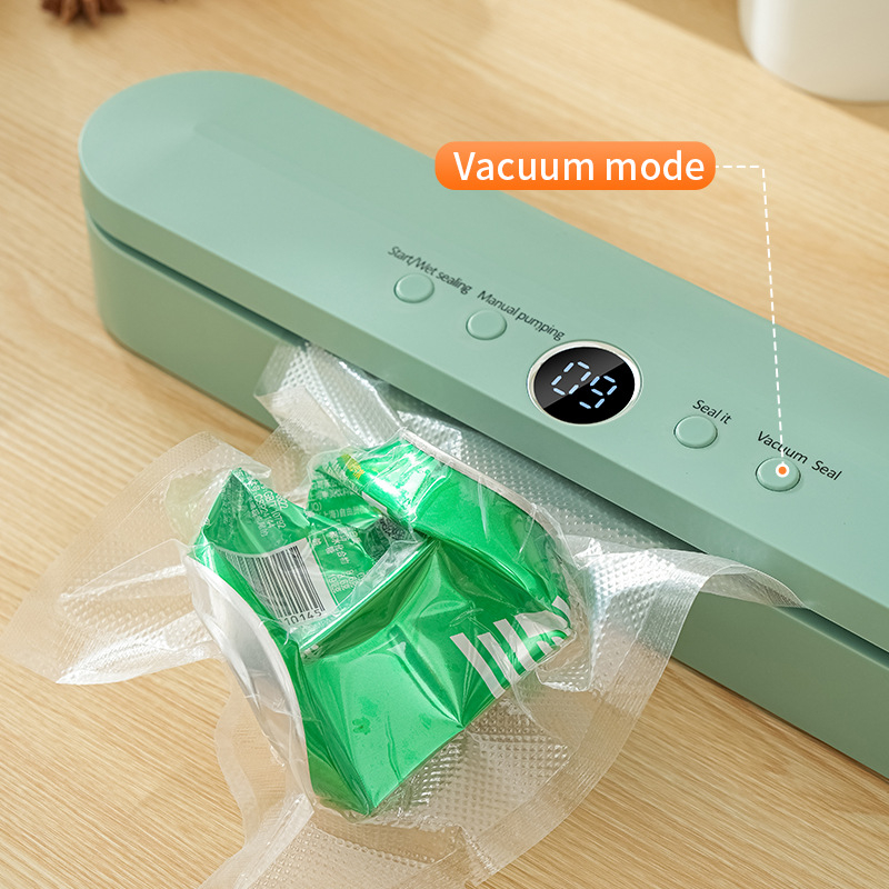 LCD-ekraaniga toiduvakuumi pakendamise masin, automaatne vaakum, 10W 5V, ABS-korpus, mahutavus alla 500 ml, kompaktne kodune köögiseade