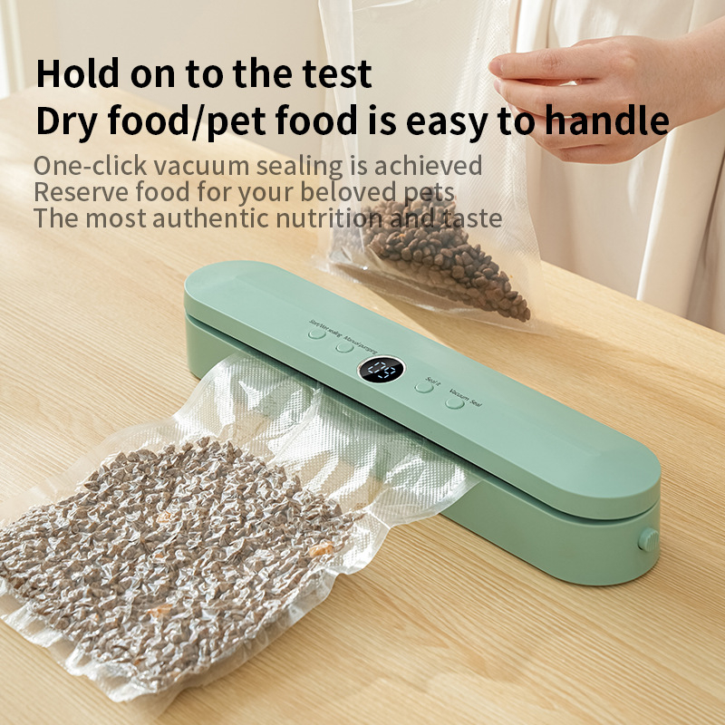 LCD-ekraaniga toiduvakuumi pakendamise masin, automaatne vaakum, 10W 5V, ABS-korpus, mahutavus alla 500 ml, kompaktne kodune köögiseade