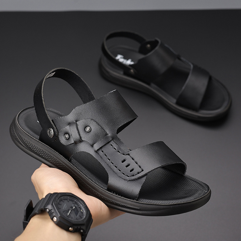 Meeste sandaalid - pealne materjal ehtne nahk, talla poliuretaan, avatud varbaga, vabaaj stiil, hingavad ja libisemiskindlad