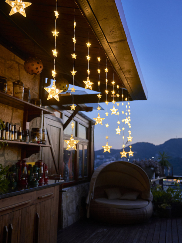 Päikesega tähtedest helendav virten välis- ja rõdukorral, taimekujuline tähtvalgus, 110V, 3C sertifikaat