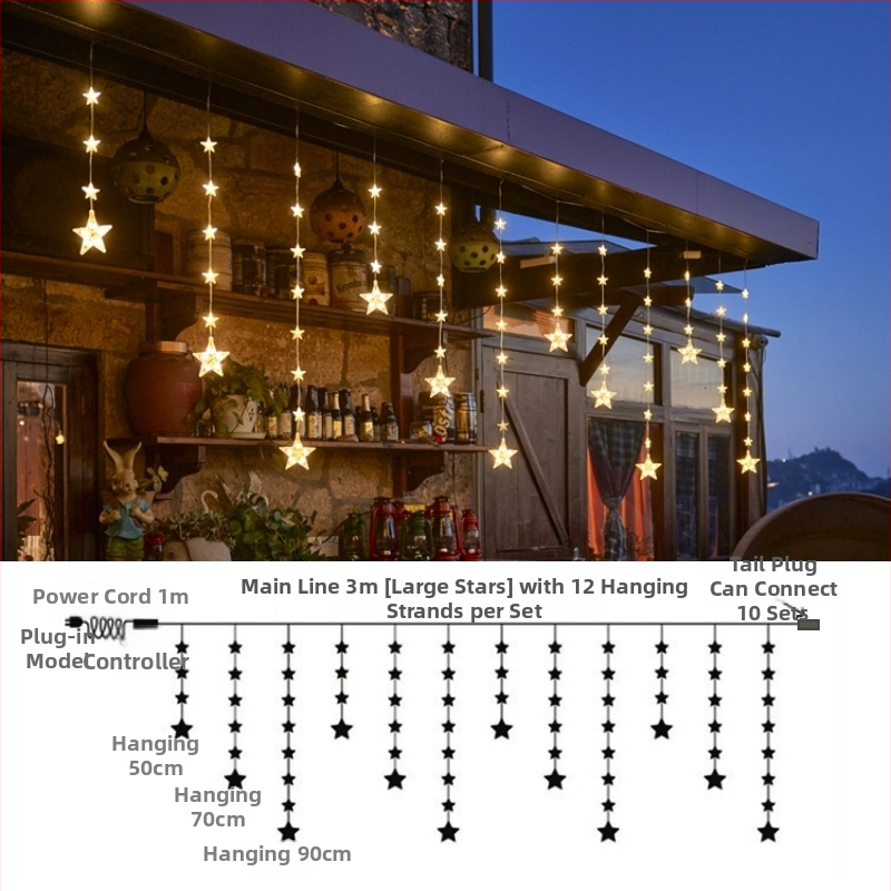 Päikesega tähtedest helendav virten välis- ja rõdukorral, taimekujuline tähtvalgus, 110V, 3C sertifikaat