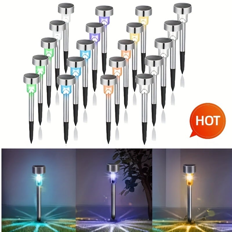 Päikesega LED postlampid, roostevabast terasest, välistingimustes kasutamiseks, komplekt 10/20, manuaalne lüliti, CE-sertifikaat