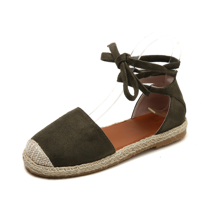 Kalurand sandaalid ümbersõlmitud rihmadega (pealne: kootud, tallp: kumm, ümar nina, madal ülaosa, hingavad)