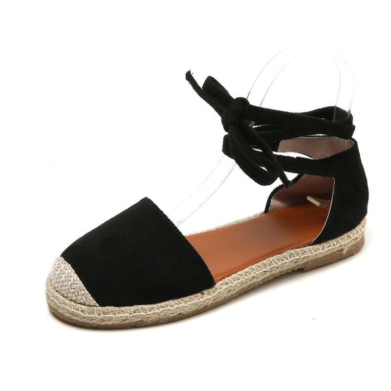 Kalurand sandaalid ümbersõlmitud rihmadega (pealne: kootud, tallp: kumm, ümar nina, madal ülaosa, hingavad)