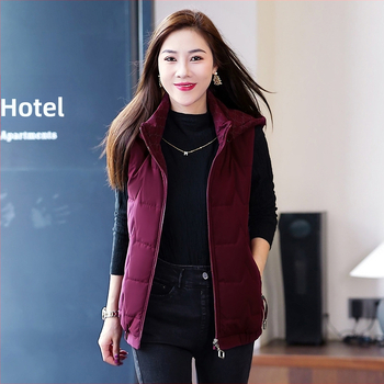 Talvine kahepoolne vest polüesterist materjalist, puuvillase täidisega, eemaldatav kapuuts, tõstetud krae, tõmblukk, vaba lõige