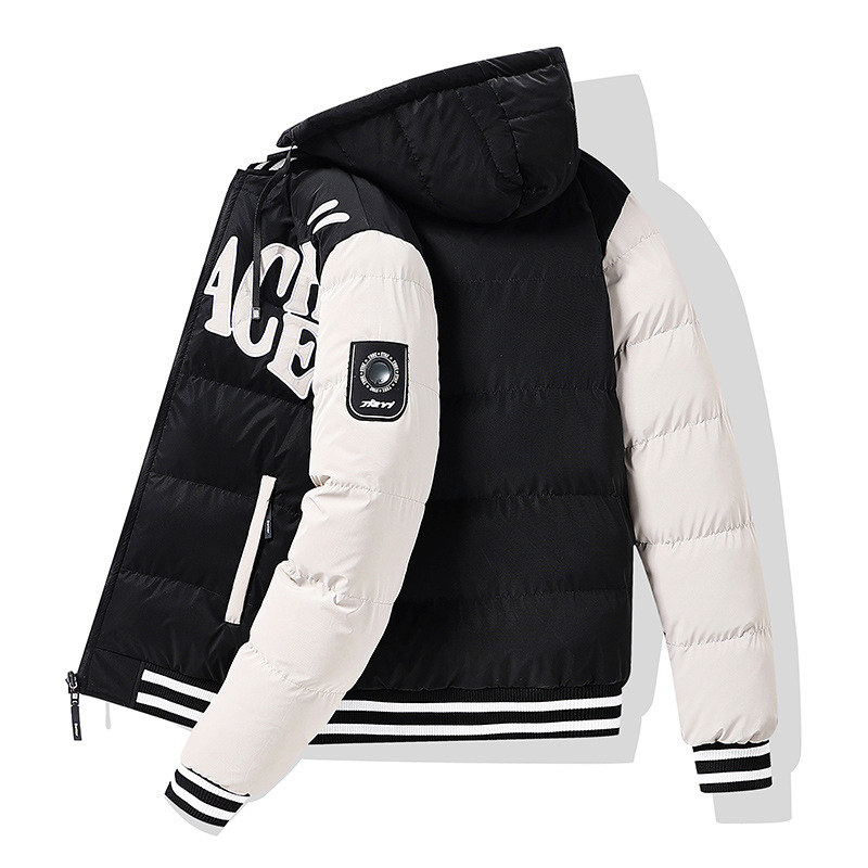 Korea stiilis puuvillane jakk värvilise plokkpatchworkiga, eemaldatava kapuutsiga, kahepoolne kandmine, ees lukuga