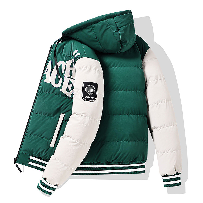 Korea stiilis puuvillane jakk värvilise plokkpatchworkiga, eemaldatava kapuutsiga, kahepoolne kandmine, ees lukuga