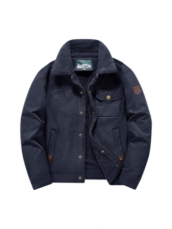 Meeste jakk reveriga, fleecevooder, paks, minimalistlik stiil, külgtaskud