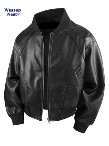 PU nahast jakk kevad-sügisesse, slim fit, stand-up krae, tõmblukk, Ameerika retro-stiil