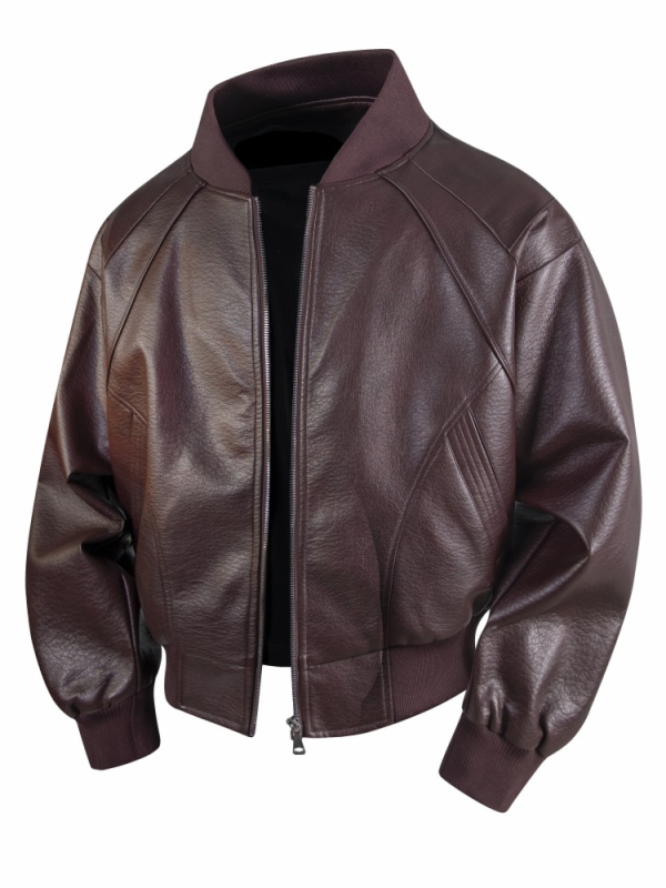 PU nahast jakk kevad-sügisesse, slim fit, stand-up krae, tõmblukk, Ameerika retro-stiil