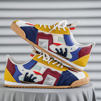 Meeste sportlikud vabajakindad tossud, värvilise ploki disain, hingav PU+võrk ülalt, kerge EVA sisetaldi, kummist talla, sidumisega sulgemine, madal ülaosa, ümmargune varvas