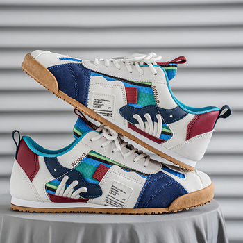 Meeste sportlikud vabajakindad tossud, värvilise ploki disain, hingav PU+võrk ülalt, kerge EVA sisetaldi, kummist talla, sidumisega sulgemine, madal ülaosa, ümmargune varvas