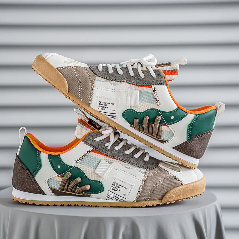 Meeste sportlikud vabajakindad tossud, värvilise ploki disain, hingav PU+võrk ülalt, kerge EVA sisetaldi, kummist talla, sidumisega sulgemine, madal ülaosa, ümmargune varvas