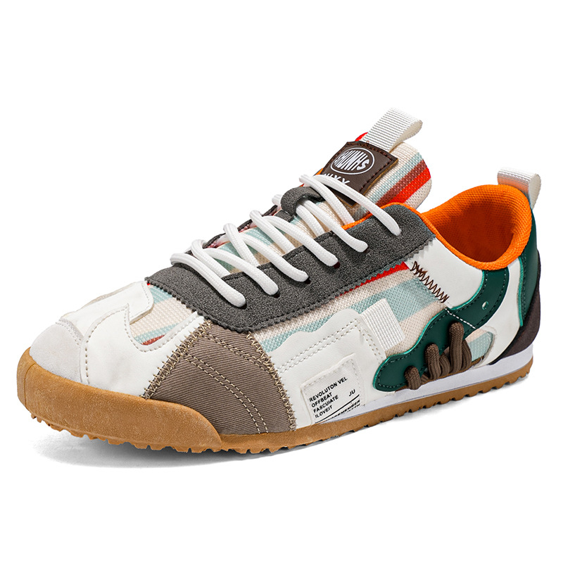 Meeste sportlikud vabajakindad tossud, värvilise ploki disain, hingav PU+võrk ülalt, kerge EVA sisetaldi, kummist talla, sidumisega sulgemine, madal ülaosa, ümmargune varvas