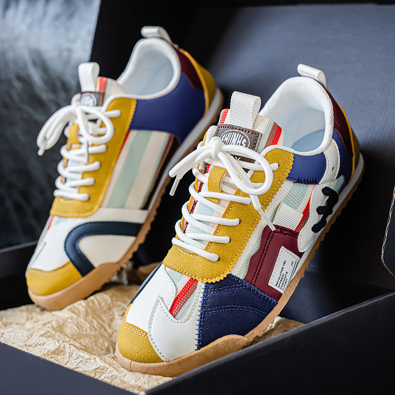 Meeste sportlikud vabajakindad tossud, värvilise ploki disain, hingav PU+võrk ülalt, kerge EVA sisetaldi, kummist talla, sidumisega sulgemine, madal ülaosa, ümmargune varvas