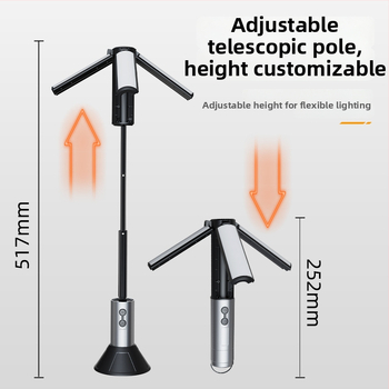Väliskäiguline mitmekülgne LED taskulamp matkamiseks, laaditav, 4000 mAh, käsikäiguga käivitatav, 360° pöörlemine, ulatus 100–200 m