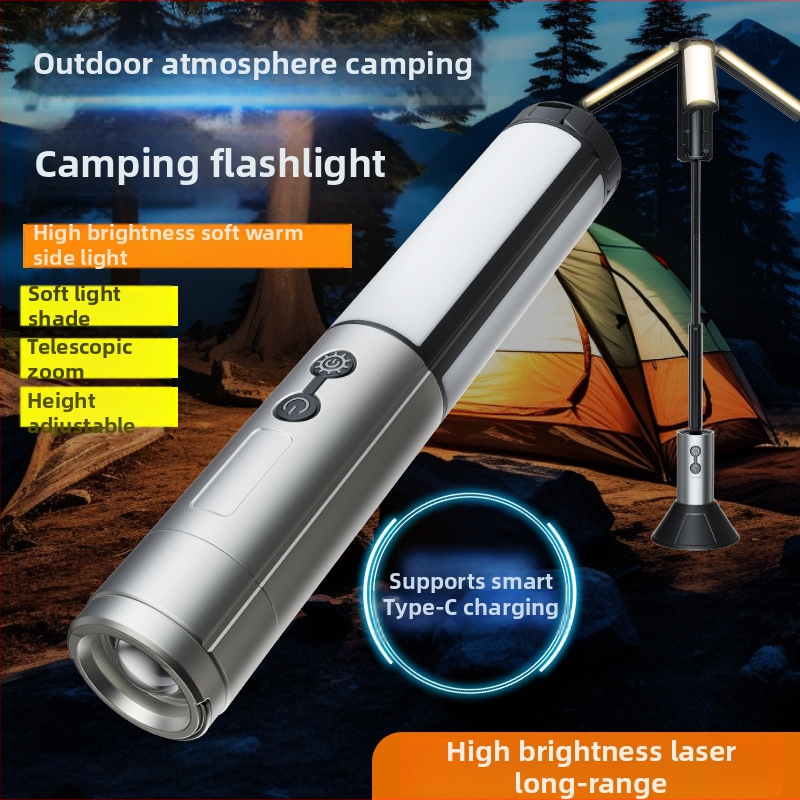 Väliskäiguline mitmekülgne LED taskulamp matkamiseks, laaditav, 4000 mAh, käsikäiguga käivitatav, 360° pöörlemine, ulatus 100–200 m