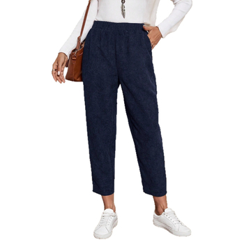 Naiste Casual Corduroy sirge lõikega pikad püksid, polüesteri segu 30–50%, elastne vöökoht, sügis 2025