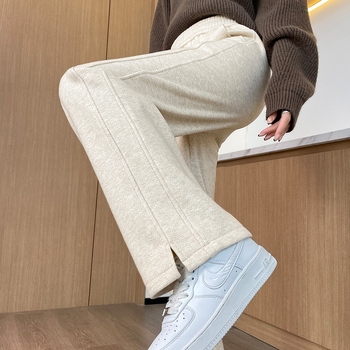 Laiad trikotažpüksid kõrge vöökoht, paks polüester (70–80%), pikad püksid, sügis 2025, KK8839, jaapani-korea igapäevane stiil