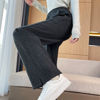 Laiad trikotažpüksid kõrge vöökoht, paks polüester (70–80%), pikad püksid, sügis 2025, KK8839, jaapani-korea igapäevane stiil