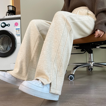 Laiad trikotažpüksid kõrge vöökoht, paks polüester (70–80%), pikad püksid, sügis 2025, KK8839, jaapani-korea igapäevane stiil