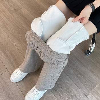 Laiad trikotažpüksid kõrge vöökoht, paks polüester (70–80%), pikad püksid, sügis 2025, KK8839, jaapani-korea igapäevane stiil