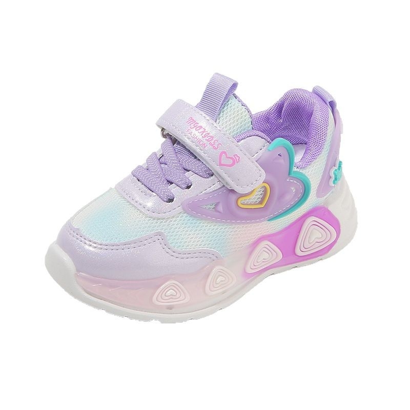Svetlé detské tenisky pre dievčatá s horným dielom z sieťoviny, priedušné, ľahké, zapínanie na suchý zips, PVC podrážka (sieťovina; priedušné; ľahké; suchý zips; PVC podrážka)