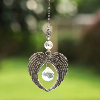 Kovový záves do domu a auta s krídlami anjela a lotosom, elektroplátovaný povrch, Xi Xian