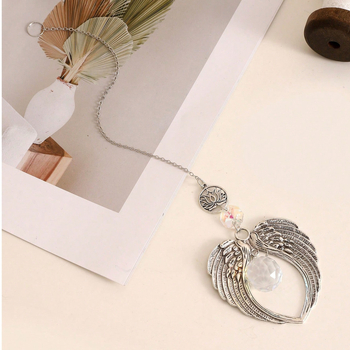 Kovový záves do domu a auta s krídlami anjela a lotosom, elektroplátovaný povrch, Xi Xian