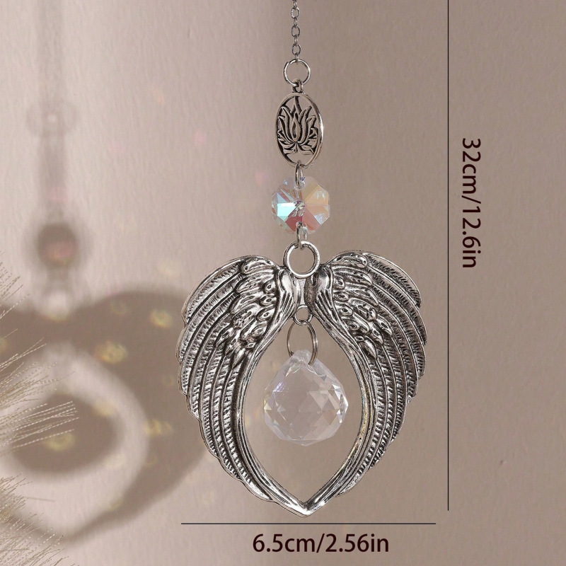 Kovový záves do domu a auta s krídlami anjela a lotosom, elektroplátovaný povrch, Xi Xian